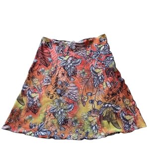 Haystacks Women Size Large MultiColor Floral Butterfly Skirt Made In USA Boho